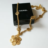 CHANELシャネル  95A ゴールド ココマーク フラワー ロングネックレス 箱BOX付 / ヴィンテージアクセサリー
