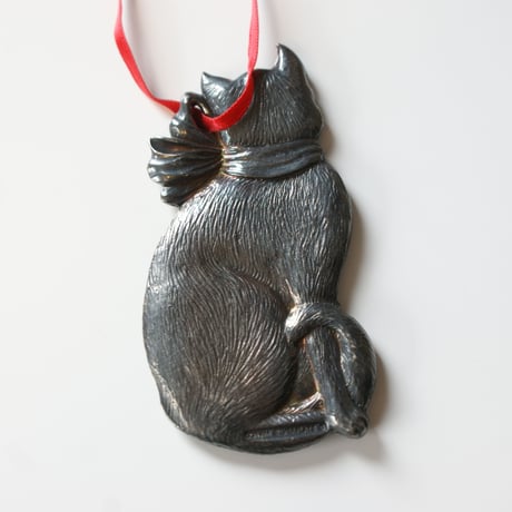 ブロンズ 猫 キャット クリスマス オーナメント / ヴィンテージ雑貨