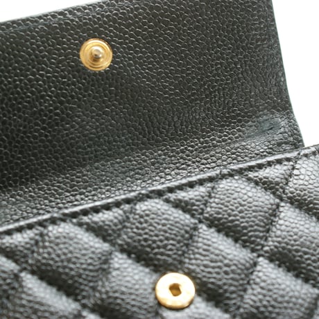 CHANEL シャネル キャビアスキン ココマーク ボーイシャネル ３つ折りウォレット財布