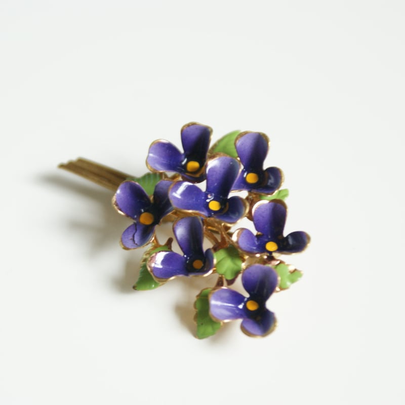 AUSTRIA オーストリア スミレブローチ バイオレットフラワー ヴィンテージ AUSTRIA オーストリア スミレブローチ バイオレットフラワー
