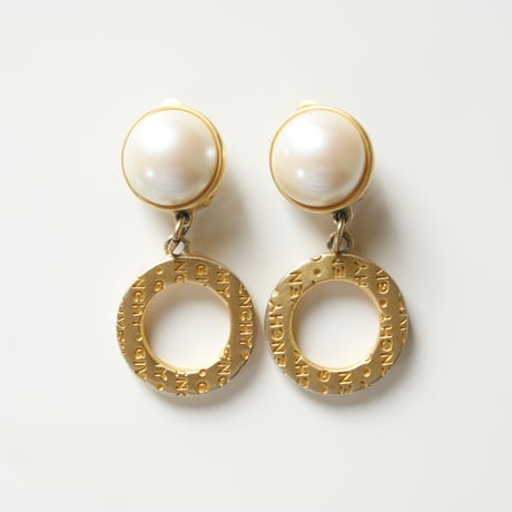 GIVENCHYジバンシィ パール ブランドロゴ フープイヤリング / ヴィンテージ・アクセサリー