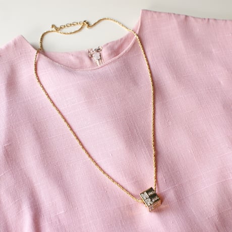 NINA RICCIニナリッチ スクエアキューブ ラインストーン ネックレス / ヴィンテージアクセサリー