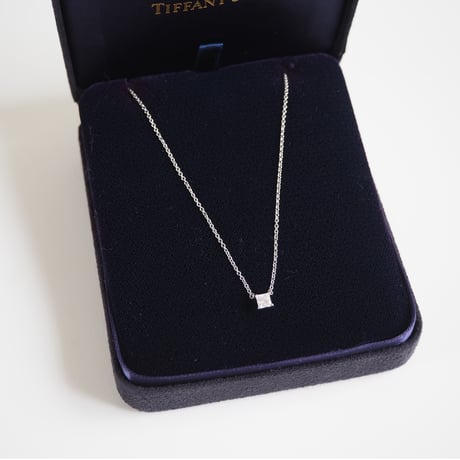 Special price【スペシャル プライス】TIFFANY＆CO. ティファニー PT950 0.28ct プリンセスカット ソリティア ダイヤモンド 一粒ネックレス