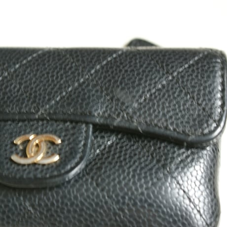 CHANELシャネル キャビアスキン ブラック コインカードケース ココマーク ウォレット 財布  箱BOX付