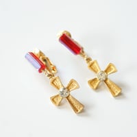 Special price【スペシャル プライス 】レッド オーロラ ガラス クロス イヤリング / ヴィンテージジュエリー・アクセサリー