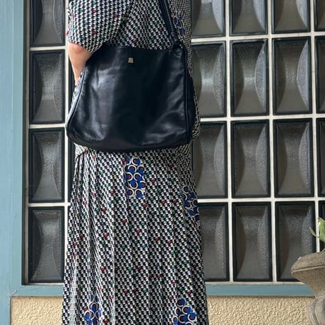 LANVIN PARIS ランバン ラムレザーブラック ショルダーバッグ / ヴィンテージファッション