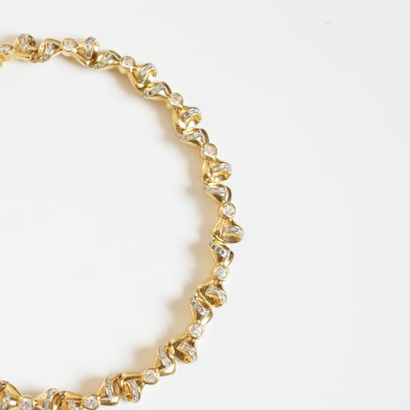 NINA RICCIニナリッチ リボン ラインストーン チョーカーネックレス / ヴィンテージアクセサリー