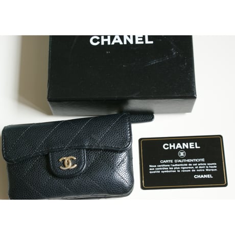 CHANELシャネル キャビアスキン ブラック コインカードケース ココマーク ウォレット 財布  箱BOX付