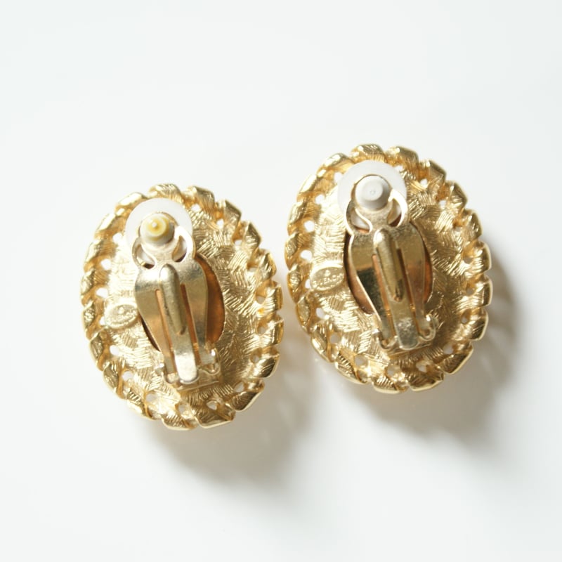 GIVENCHYジバンシィ オーバル ガラス ラインストーン イヤリング