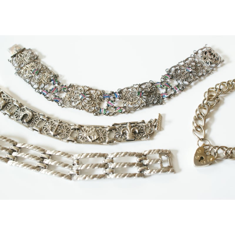 アンティークアイリスガラス　ブレスレット アンティーク アイリスグラス シルバーブレスレット - CHIROL