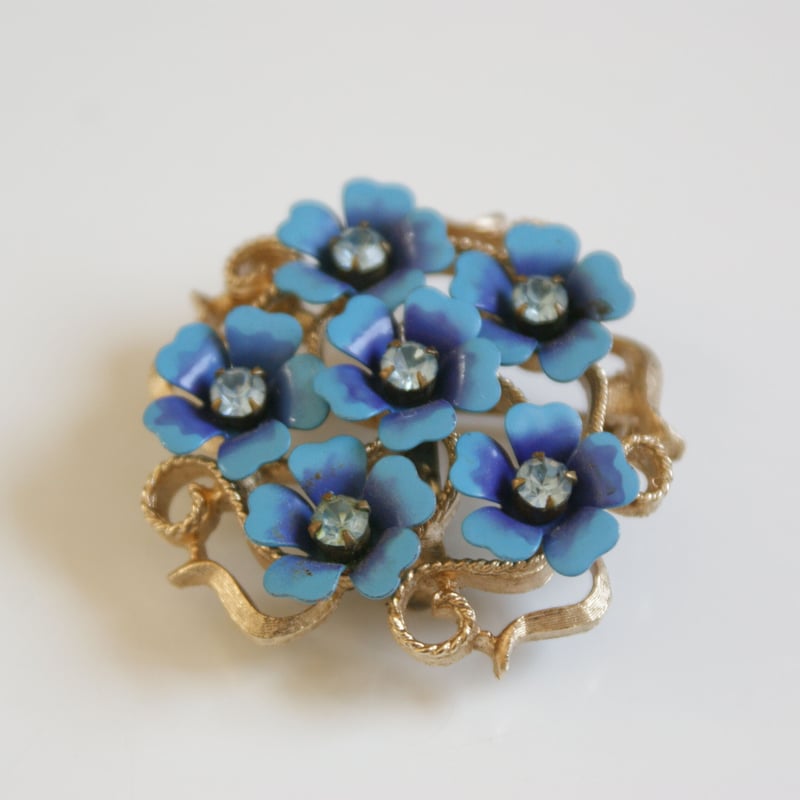 AVONエイボン 勿忘草 ブルーフラワー ペンダントブローチ