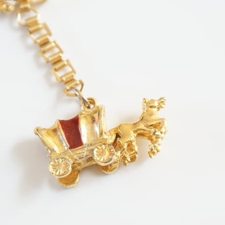【フランス買付】馬車 ボルドーエナメル キーホルダー/ ヴィンテージ雑貨