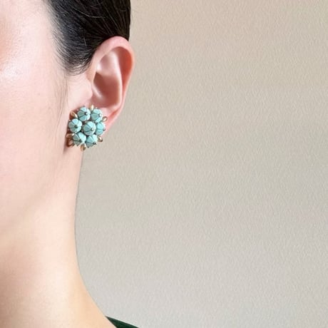 TRIFARIトリファリ ブルー 勿忘草 フラワー イヤリング / ヴィンテージ・コスチュームジュエリー