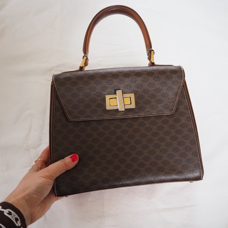 CELINE オールドセリーヌ マカダム柄 ヴィンテージ ハンドバッグ 正規品 CELINE セリーヌ マカダム ターンロック ハンドル バッグ