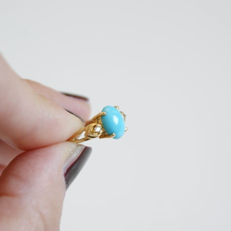 K18YG ターコイズ ダイヤモンド リング指輪 / ヴィンテージジュエリー・アクセサリー