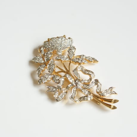 NINA RICCIニナリッチ アネモネ リボン ラインストーン ブローチ / ヴィンテージアクセサリー