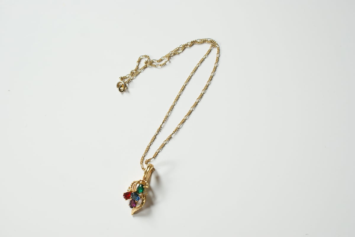 ROMANマルチカラー ラインストーン ネックレス / ヴィンテージ