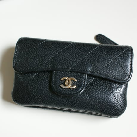 CHANELシャネル キャビアスキン ブラック コインカードケース ココマーク ウォレット 財布  箱BOX付