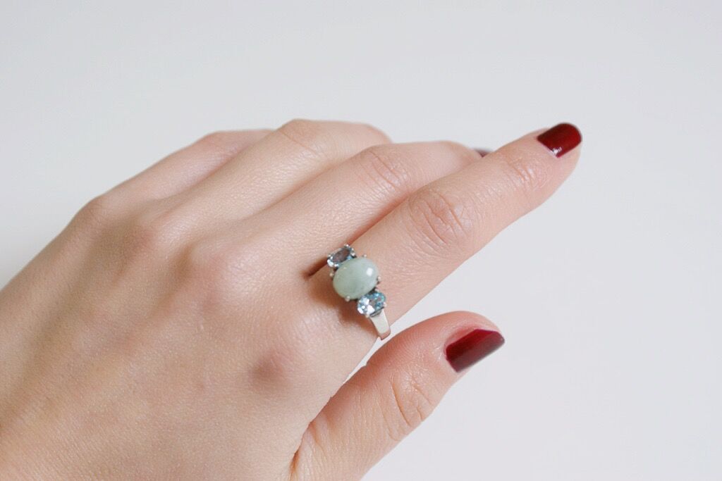 AVONエイボン SLV925 ジェイド ブルートパーズ シルバーリング指輪