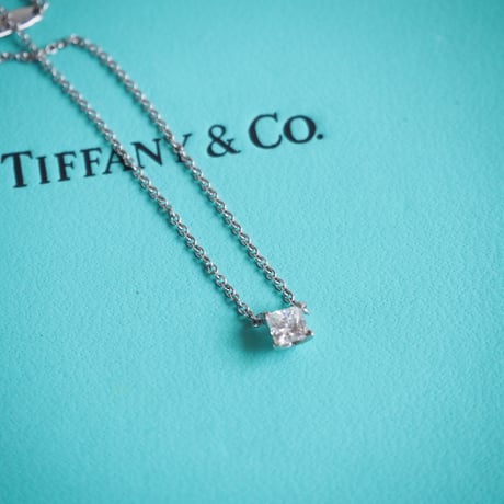 Special price【スペシャル プライス】TIFFANY＆CO. ティファニー PT950 0.28ct プリンセスカット ソリティア ダイヤモンド 一粒ネックレス