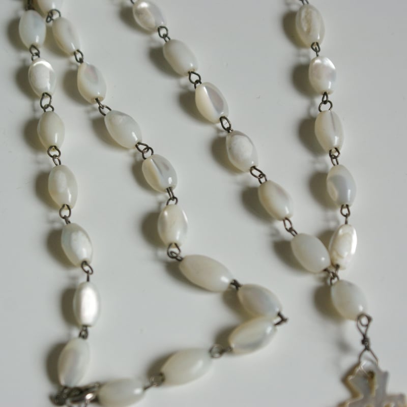 ベツレヘムパール 白蝶貝 シェル バード鳩 ネックレス / ヴィンテージ