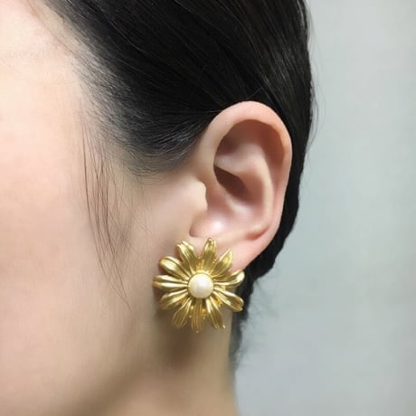 KENZOケンゾー ガーベラ フラワー パール イヤリング / ヴィンテージアクセサリー