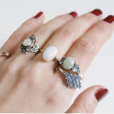 AVONエイボン SLV925 ジェイド ブルートパーズ シルバーリング指輪 / ヴィンテージジュエリー・アクセサリー