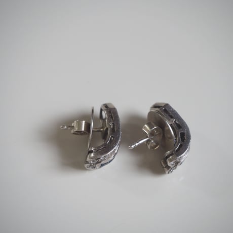 サファイアブルーガラス ペースト ピアス / アンティークジュエリー・アクセサリー