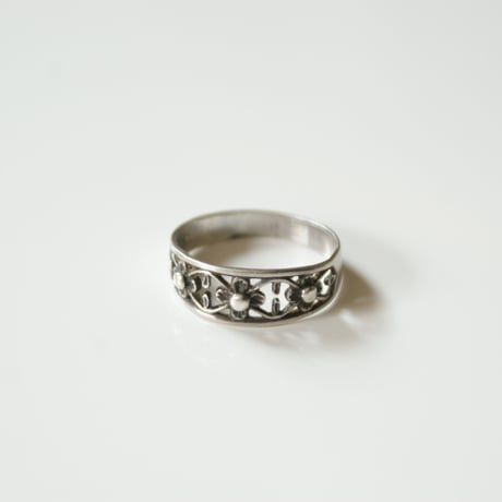 【ロシア買付】シルバー925 フラワー透かしリング指輪 / ヴィンテージジュエリー・アクセサリー