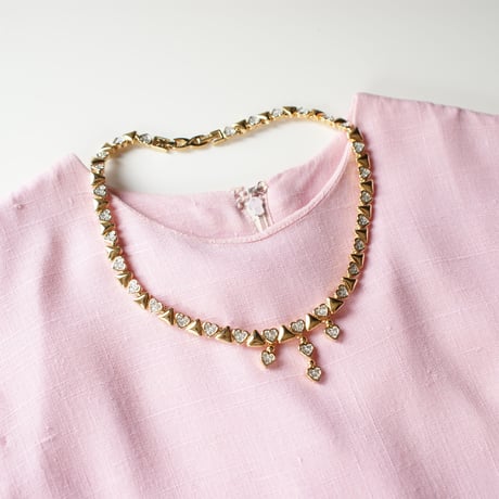 NINA RICCIニナリッチ トライアングル ハート ラインストーン ネックレス 箱BOX付き/ ヴィンテージアクセサリー