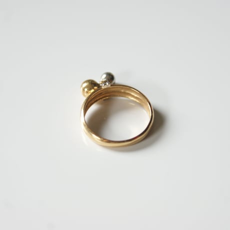 K18YG プラチナ ボール リング指輪 / ヴィンテージジュエリー・アクセサリー