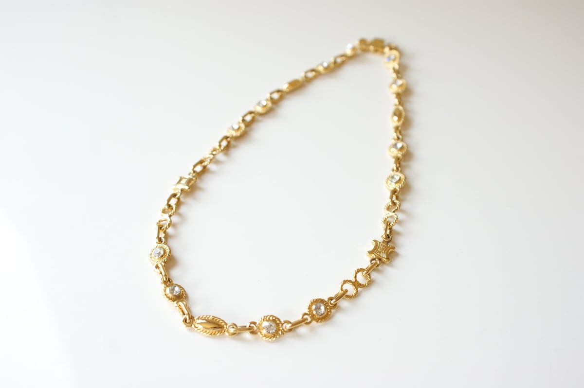 CELINEセリーヌ ラインストーン ゴールド チェーン / ヴィンテージ