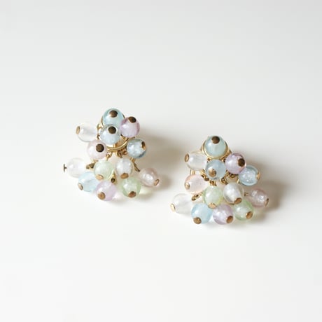 TRIFARIトリファリ パステル ピンク ガラス イヤリング/ ヴィンテージアクセサリー・コスチュームジュエリー
