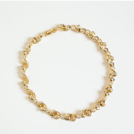 NINA RICCIニナリッチ リボン ラインストーン チョーカーネックレス / ヴィンテージアクセサリー