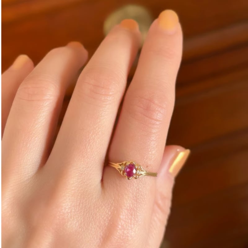 K18YG オーバルカットルビーダイヤモンド リング指輪 / ヴィンテージ