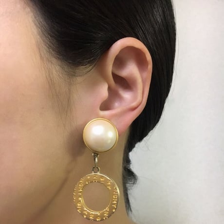 GIVENCHYジバンシィ パール ブランドロゴ フープイヤリング / ヴィンテージ・アクセサリー