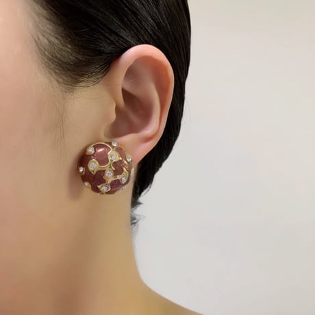 AVONエイボン エナメル ラインストーン ドーム イヤリング  / ヴィンテージジュエリー・アクセサリー