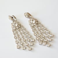 フラワー シャンデリア ラインストーン イヤリング / ヴィンテージ・コスチュームジュエリー