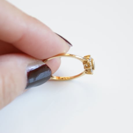 K18YG  ハート サファイア ダイヤモンド リング指輪 / ヴィンテージジュエリー・アクセサリー