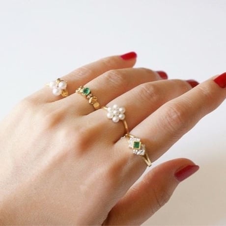 K18YG エメラルド ダイヤモンド  リング指輪 / ヴィンテージジュエリー・アクセサリー