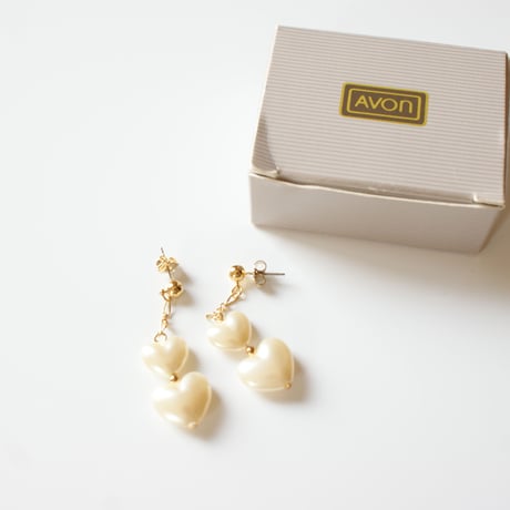 Special price【スペシャル プライス】AVONエイボン ハート パール ピアス BOX箱付き / ヴィンテージアクセサリー