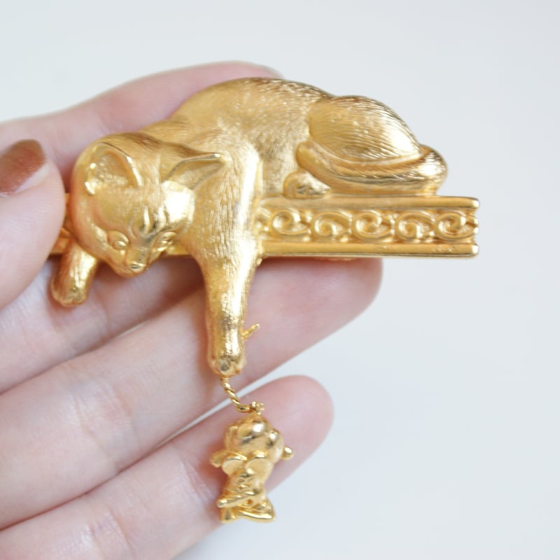 JJ キャット 猫 ブローチ/ ヴィンテージ・コスチュームジュエリー