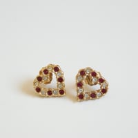 Special price【スペシャル プライス】AVONエイボン ルビーレッド ラインストーン ハート ピアス/ ヴィンテージジュエリー・アクセサリー