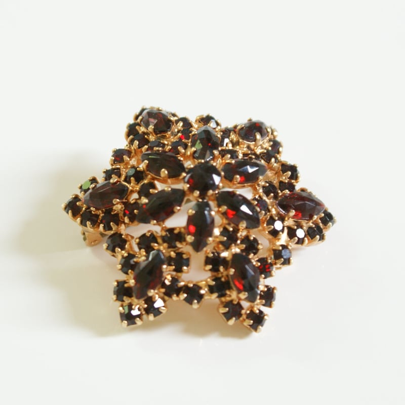 オーストリア　ヴィンテージ　ブローチ T818 オーストリア ブローチ ラインストーン ピンク パープル