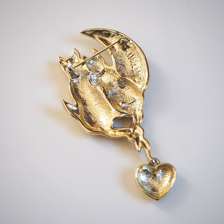 AJC 猫 キャット 月ムーン ハートスター ブローチ  / ヴィンテージ・コスチュームジュエリー