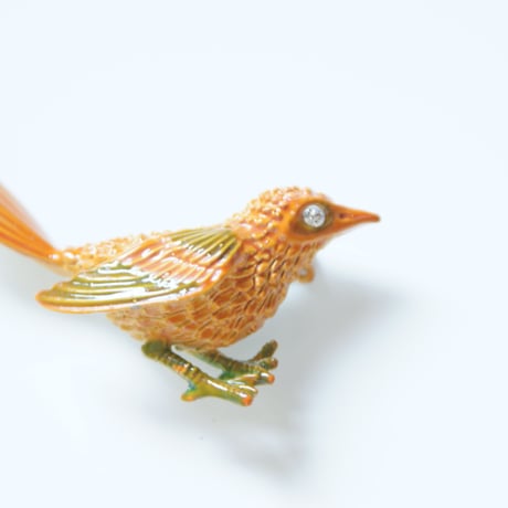 オレンジ エナメル バード 鳥 ブローチ / ヴィンテージジュエリー  ・アクセサリー
