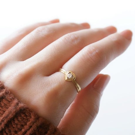 K18YG  ダイヤモンド  ハート リング指輪 / ヴィンテージジュエリー・アクセサリー