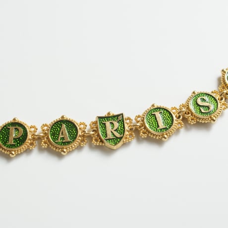 Special price【スペシャルプライス】フランス PARIS スーベニア グリーンエナメル レターブレスレット / ヴィンテージ・アンティークジュエリー