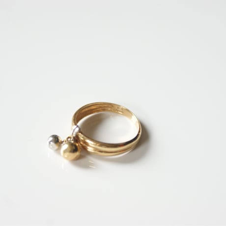 K18YG プラチナ ボール リング指輪 / ヴィンテージジュエリー・アクセサリー