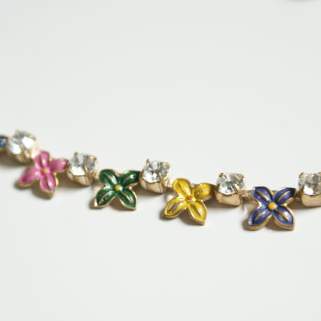 【イギリス買付】Special price【スペシャルプライス】CZECOSLOV.チェコ製 ガラス ラインストーン フラワーエナメル  ネックレス/ ヴィンテージ・アンティークジュエリー